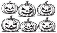 Halloween Pumpkin Hand Drawn Sketch. Halloween Pumpkin Sketch Vector. Pumpkins For Halloween. Pumpkin Paint On A White Background.