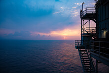 Sunset View From A Oil Rig