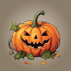 Poster - halloween autumn orange pumpkins in cartoon style. Design element for Halloween, Thanksgiving, harvest festival. Diet vegetables. vector illustration.