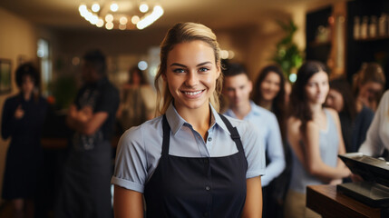 Wall Mural - young attractive waitress