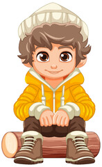 Poster - Cute Boy Cartoon Character in Winter Outfit