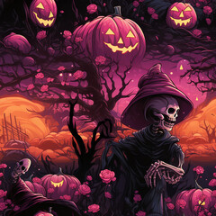 Poster - Spooky Halloween Seamless Background Pattern