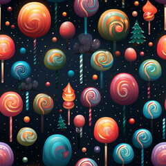 Canvas Print -  Christmas Magic Lollipops seamless pattern,background