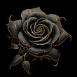 Black Rose, flat lines, black Backround, Clean lines, high Kontrast, detailed drawwing, no faces