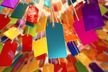 Aufkleber - Colorful Sale Tags A banner filled, sale tags, product Generative AI technology.