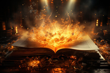 Poster - Illuminated Book: An image featuring an open book radiating a soft glow,  Generative AI technology.
