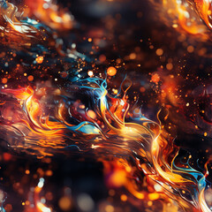 Fototapete - An abstract image of musical notes floating in the air, creating a sense of harmony and rhythm.  Generative AI technology.