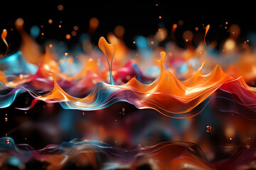 Fototapete - An abstract image of musical notes floating in the air, creating a sense of harmony and rhythm. Generative AI technology.