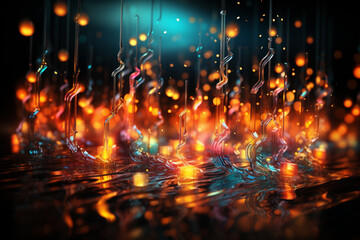 Fototapete - An abstract image of musical notes floating in the air, creating a sense of harmony and rhythm. Generative AI technology.