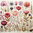 Aquarellgrüner Pflanzenclipart, Textur, Hintergrund, Blumen, Bunt, Blatt, WIese, Wildblumen
