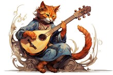 Cat Playing Guitar Illustration