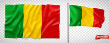 Vector Realistic Illustration Of Malian Flags On A Transparent Background.