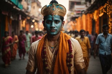 religious man walking in the street of India