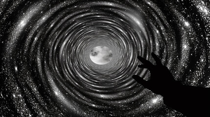 Wall Mural - A person exploring a wormhole leading to unknown distant parts of the universe.