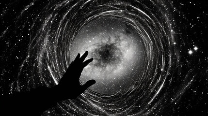 Wall Mural - A person exploring a wormhole leading to unknown distant parts of the universe.