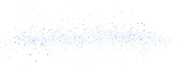 Glow light effect. Blue glitter and bokeh on transparent backdrop. Luxury particles with stardust. Magic Christmas composition. Special shine for poster or advertising. PNG.