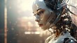© BajimBa - Android woman, robotic man, artificial intelligence.