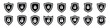 © Designstockio - Set of security lock shield icons. Protect shield signs. Security lock shields logotype shields. Collection of security shield icons. Security shield symbols. Vector illustration