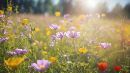 flower meadow with blurred background