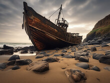 Shipwreck On The Beach