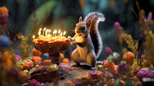 Squirrels Celebrate Birthday With Their Family