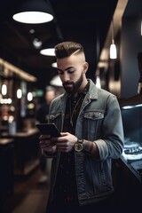 Wall Mural - shot of a young man using a digital tablet in his store