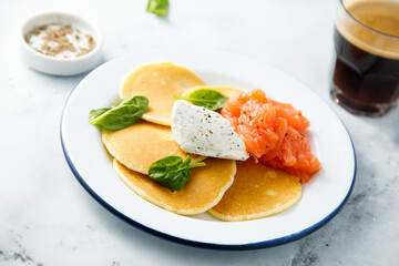 Poster - Savory pancakes with salmon and cream cheese