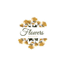 Logotype With Watercolor Yellow Flowers
