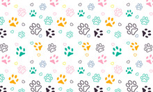 Vector Seamless Pattern With Cat Or Dog Footprints. Cute Colorful Print.
