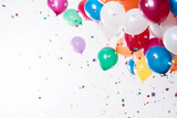 Fototapeta Panele - Colorful birthday balloons and confetti