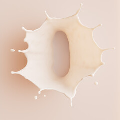 Concept of product falling into creamy liquid texture with splash, 3d rendering design template