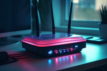 New wifi modem neon. Generate Ai