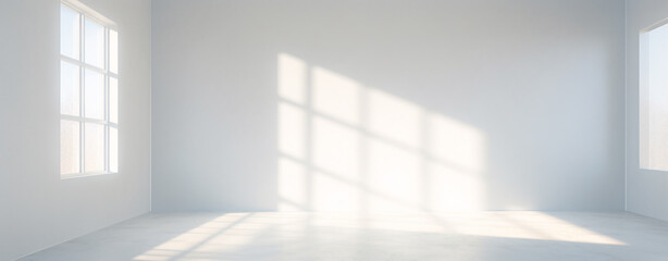 Canvas Print - empty white room with window lit by sunlight, legal AI