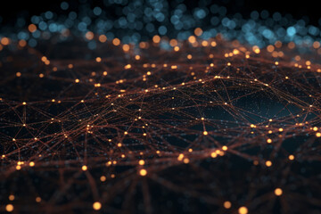 Network connection of points and lines. Data technology digital background. 3D render