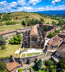 Aerial view of St Anthony or Saint Antoine l Abbaye in Vercors in Isere, Auvergne Rhone Alpes, France