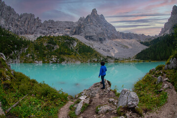 Canvas Print - Lago di Sorapis, Dolomite Alps, Italy, Europe