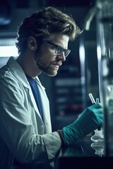 Poster - shot of a scientist working in his lab