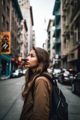 Wall Mural - shot of a young woman exploring san francisco