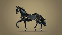 Mane Moments Mended In Gold - A Horse's Poise Presented Through Minimalistic Kintsugi Wallpaper - Celebrating Scars That Shine - Horse Kintsugi Backdrop Created With Generative AI Technology