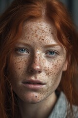 Wall Mural - a cropped shot of a woman with freckles