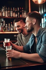 Canvas Print - cropped shot of a two friends sharing a drink at the bar