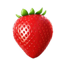 Strawberry 3d Fruit Icon Isolated On Transparent Background