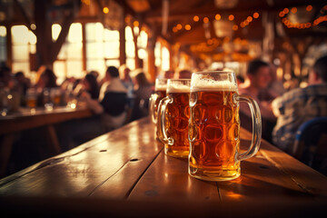 Wall Mural - AI generated image of beer on octoberfest