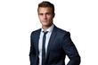 © Omid - Confident Businessman in Stylish Suit and Elegant Tie - A Professional Standing Portrait, Personifying Corporate Excellence, Business Acumen, and Formal Attire - Isolated Transparent Background