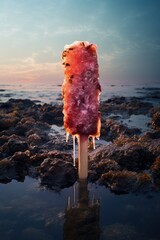 Wall Mural - Summer Colored Ice Cream Popsicle.
Straightforward Sorbet on a Stick.
Super Sweet Sensation Icicle.