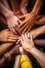 Hands, Welcome And Community For Family, World And Diversity For Peace Together