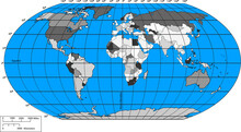 Vector Map Of The World With Countries And A Grid In The Projection For A Scale Of 110 M.