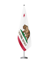 California US Flag On Flagpole For Official Meetings, Transparent Background, Vector