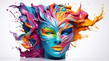 A Striking Colorful And Artistic Mask Set Against A White Background. This Image Is Part Of A Marketing Campaign Designed To Capture Attention In The Competitive World Of Fashion, Generative Ai