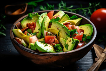 fresh and healthy salad with avocado